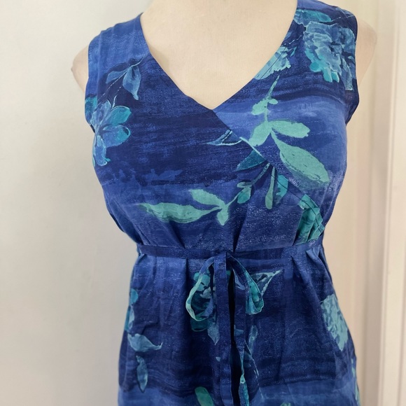 Norton McNaughton Blue Tie Print Size M Dress Rayon Back or Front Tied - Picture 4 of 9